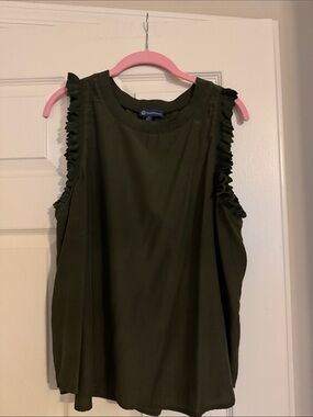 Democracy Olive Ruffle-Trim Sleeveless Tank